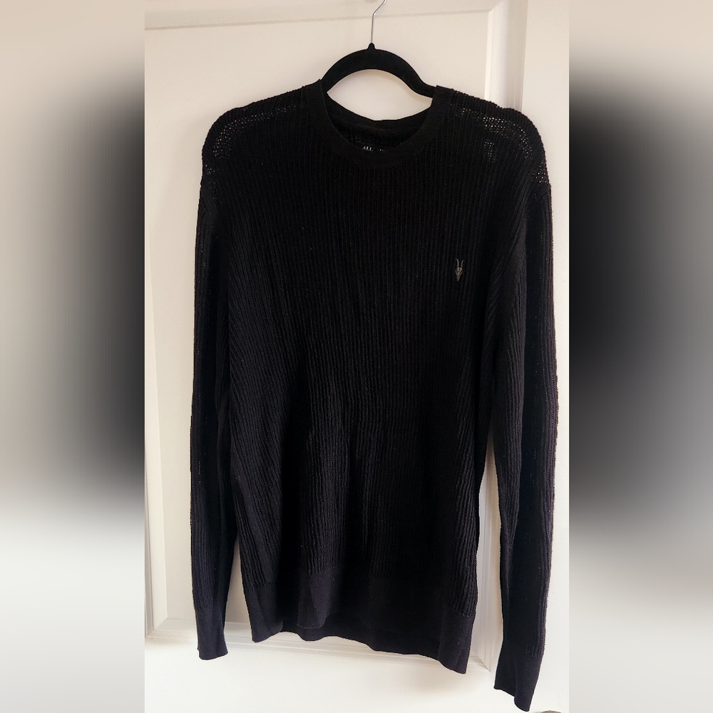 All Saints Black Long Sleeve Men's Light Sweater. - Picture 9 of 12
